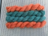 Hand Spun Hue-EO Extreme high twist Sock Yarn set Copper and Green